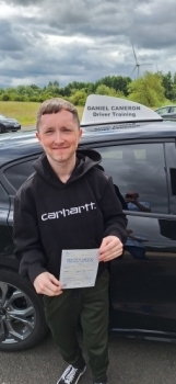 Conor McAdam from Troon passed his driving test FIRST TIME at Irvine Driving Test Centre with only FOUR DRIVING FAULTS!Despite a number of setbacks in his journey to becoming a driver, Conor maintained a positive, can do attitude and only took his driving test when he was fully ready.Conor turned up for all of his lessons with commitment and a willingness to learn and took responsibility for h